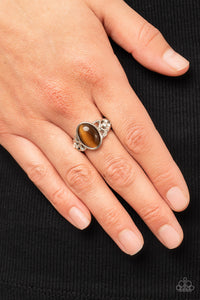 Open Door Jewelry - Crystals and Cats Eye - Brown Ring - Paparazzi Accessories