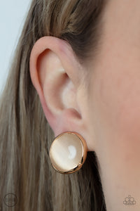 Open Door Jewelry - Cool Pools - Gold Clip-On - Paparazzi Accessories