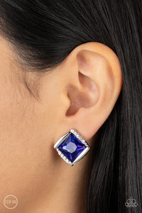 Open Door Jewelry - Sparkle Squared - Blue Clip-On - Paparazzi Accessories