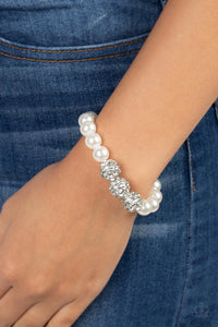 Open Door Jewelry - Breathtaking Ball - White Bracelet - Paparazzi Accessories