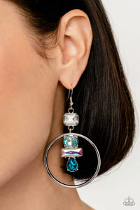 Open Door Jewelry - Geometric Glam - Blue Earrings - Paparazzi Accessories