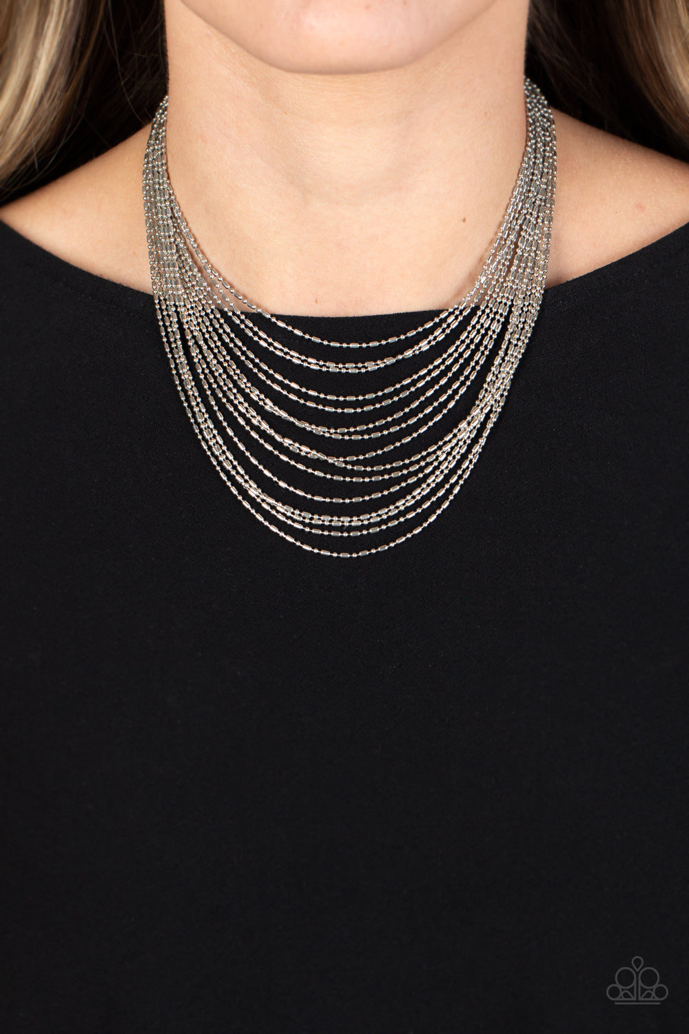 Open Door Jewelry - Cascading Chains - Silver Necklace - Paparazzi Accessories