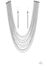 Load image into Gallery viewer, five-dollar-jewelry-cascading-chains-silver-necklace-paparazzi-accessories
