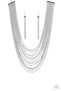 five-dollar-jewelry-cascading-chains-silver-necklace-paparazzi-accessories