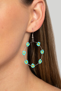 Open Door Jewelry - Dainty Daisies - Blue Earrings - Paparazzi Accessories