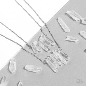 Open Door Jewelry - Crystal Catwalk - White Necklace - Paparazzi Accessories