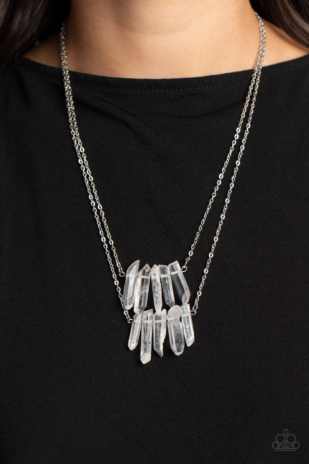 Open Door Jewelry - Crystal Catwalk - White Necklace - Paparazzi Accessories