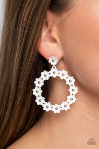 Open Door Jewelry - Daisy Meadows - White Post Earrings - Paparazzi Accessories