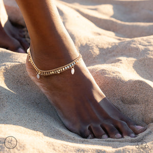 Open Door Jewelry - Surf City - Gold Anklet - Paparazzi Accessories