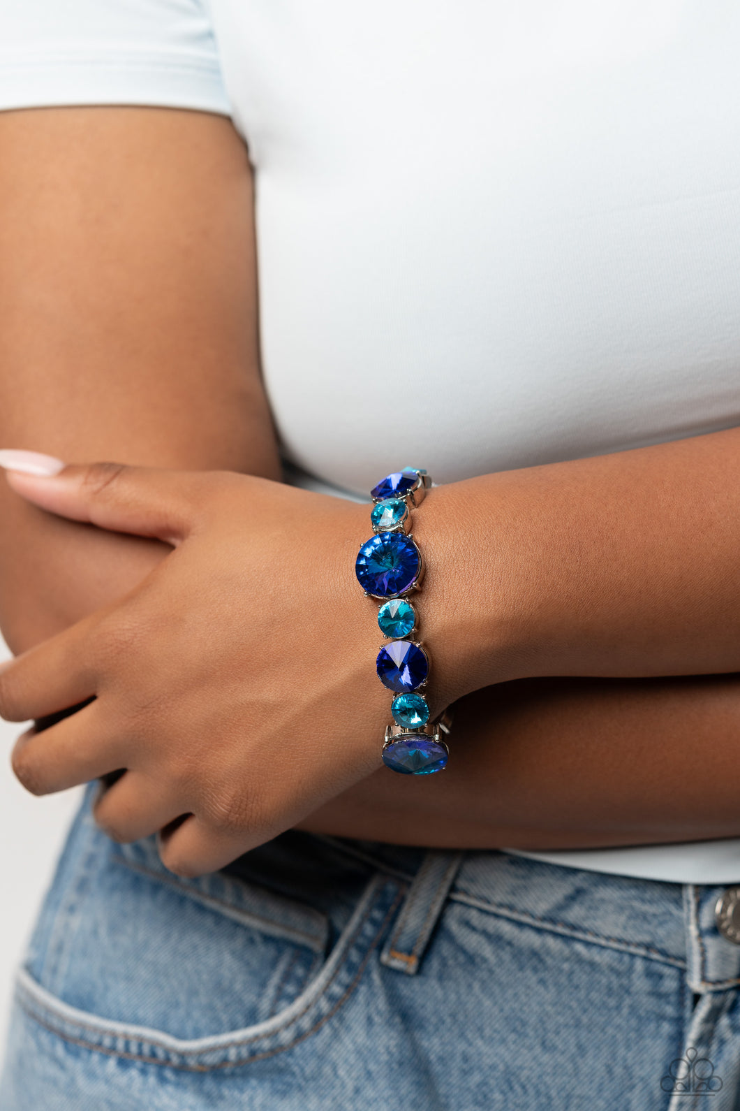 Open Door Jewelry - Refreshing Radiance - Blue Bracelet - Paparazzi Accessories