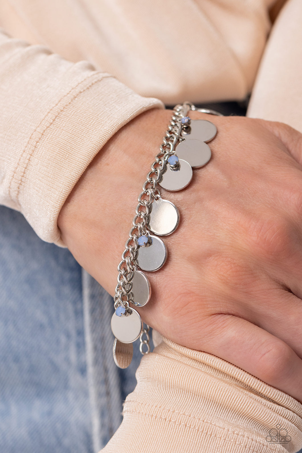 Open Door Jewelry - Dreamy Discs - Blue Bracelet - Paparazzi Accessories