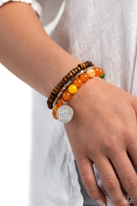 Open Door Jewelry - Lifes a Beach - Orange Bracelet - Paparazzi Accessories