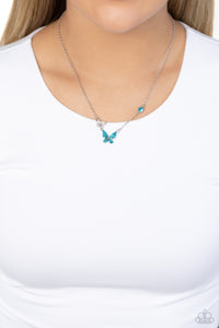 Open Door Jewelry - Cant BUTTERFLY Me Love - Blue Necklace - Paparazzi Accessories