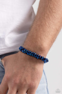 Open Door Jewelry - Monochromatic Mechanic - Blue Mens Bracelet - Paparazzi Accessories