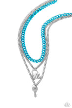 Load image into Gallery viewer, five-dollar-jewelry-locked-labor-blue-necklace-paparazzi-accessories
