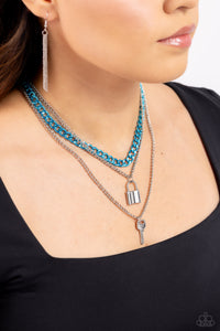 Open Door Jewelry - Locked Labor - Blue Necklace - Paparazzi Accessories