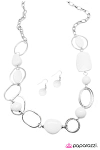 Open Door Jewelry - Geo Queen - White Necklace - Paparazzi Accessories