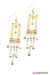 Open Door Jewelry - Aztec Attitude - White Earrings - Paparazzi Accessories