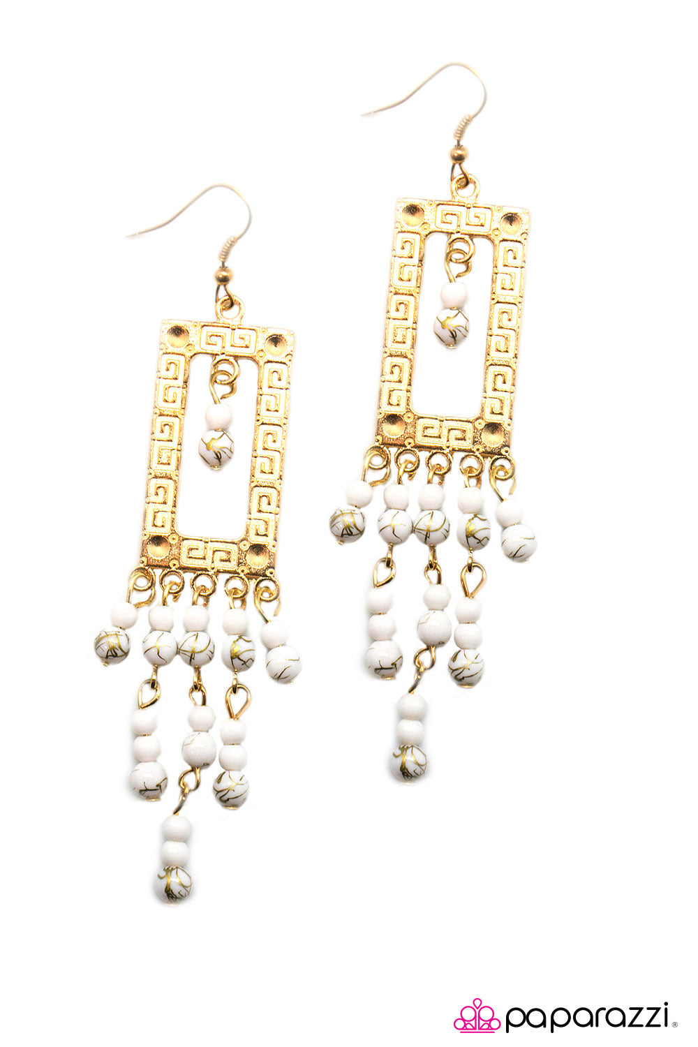 Open Door Jewelry - Aztec Attitude - White Earrings - Paparazzi Accessories