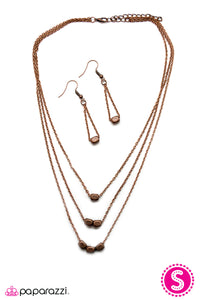 Open Door Jewelry - Easy As One Two Three - Copper Necklace - Paparazzi Accessories