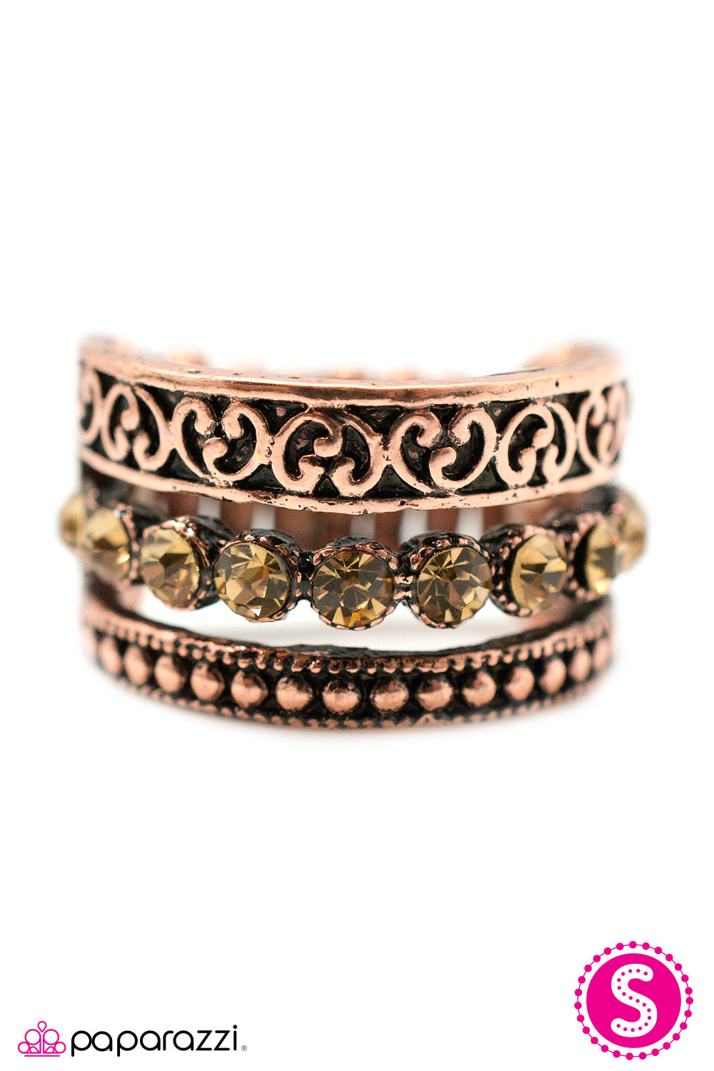 Open Door Jewelry - Triple Crown - Copper Ring - Paparazzi Accessories