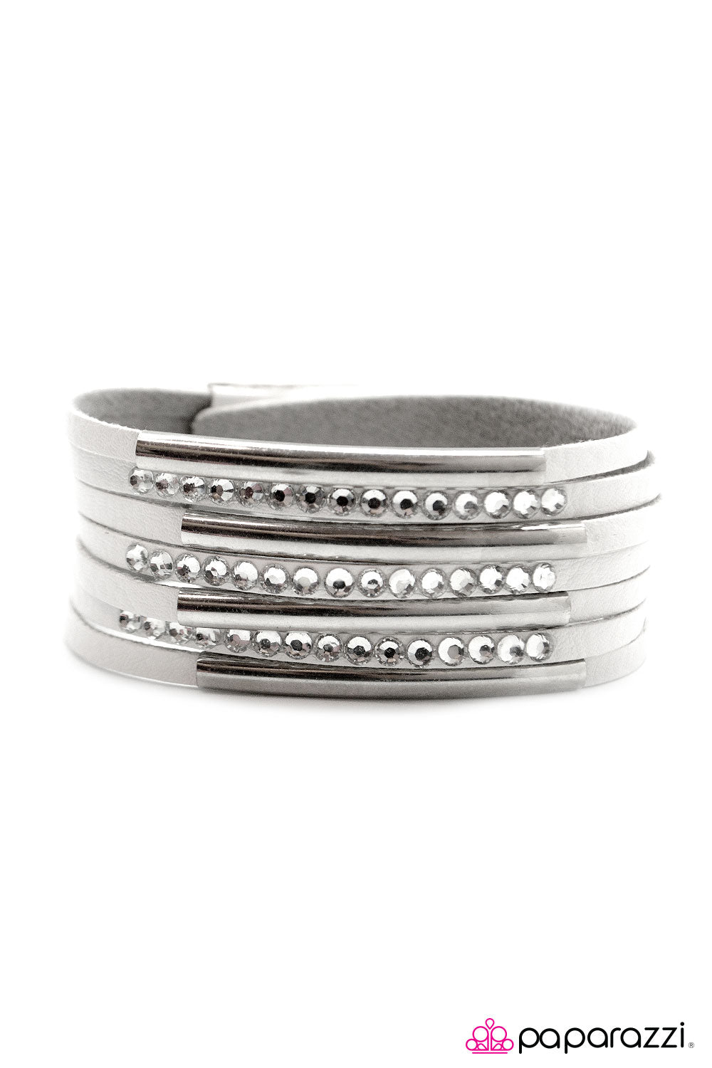 Open Door Jewelry - Exit Stage Left - White Bracelet - Paparazzi Accessories