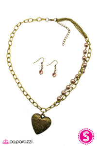 Open Door Jewelry - My Heart Is Set On You - Brass/Brown Necklace - Paparazzi Accessories