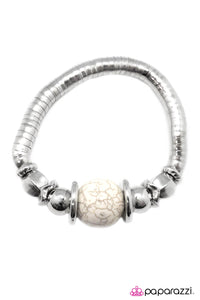 Open Door Jewelry - Brace Yourself - White Bracelet - Paparazzi Accessories