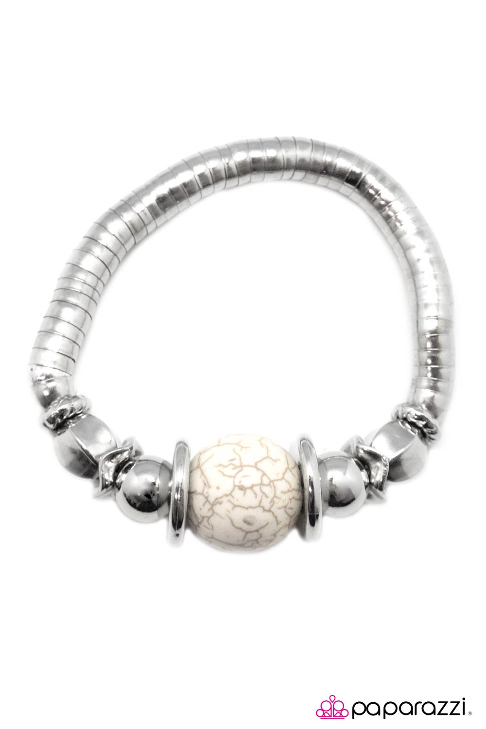 Open Door Jewelry - Brace Yourself - White Bracelet - Paparazzi Accessories