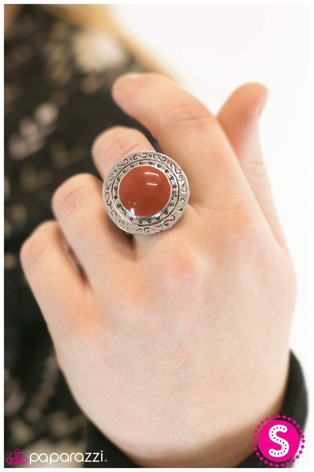 five-dollar-jewelry-lone-rider-orange-ring-paparazzi-accessories