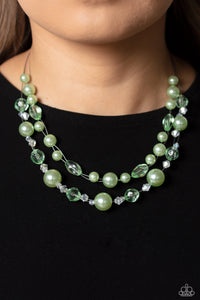 Open Door Jewelry - Parisian Pearls - Green Necklace - Paparazzi Accessories